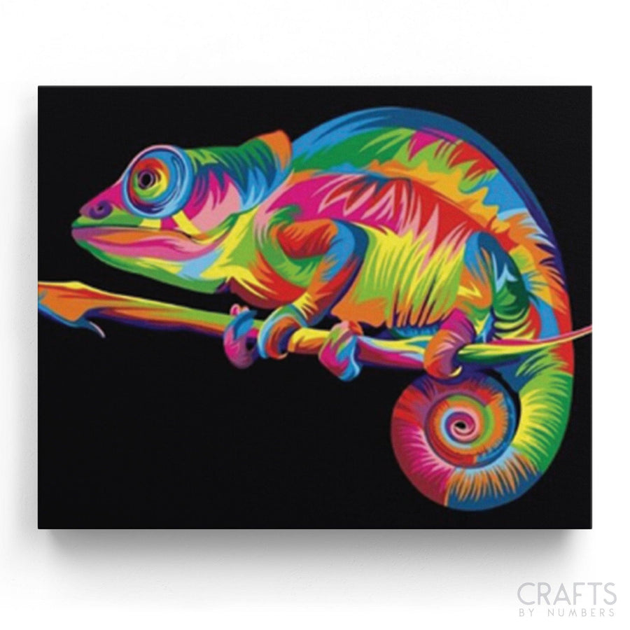 Neon Chameleon - Crafty By Numbers - Paint by Numbers - Paint by Numbers for Adults - Painting - Canvas - Custom Paint by Numbers