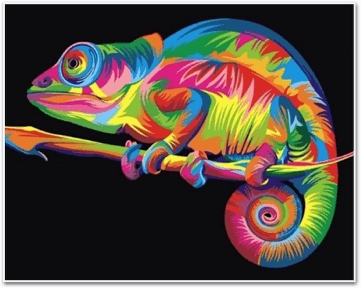 Neon Chameleon - Crafty By Numbers - Paint by Numbers - Paint by Numbers for Adults - Painting - Canvas - Custom Paint by Numbers