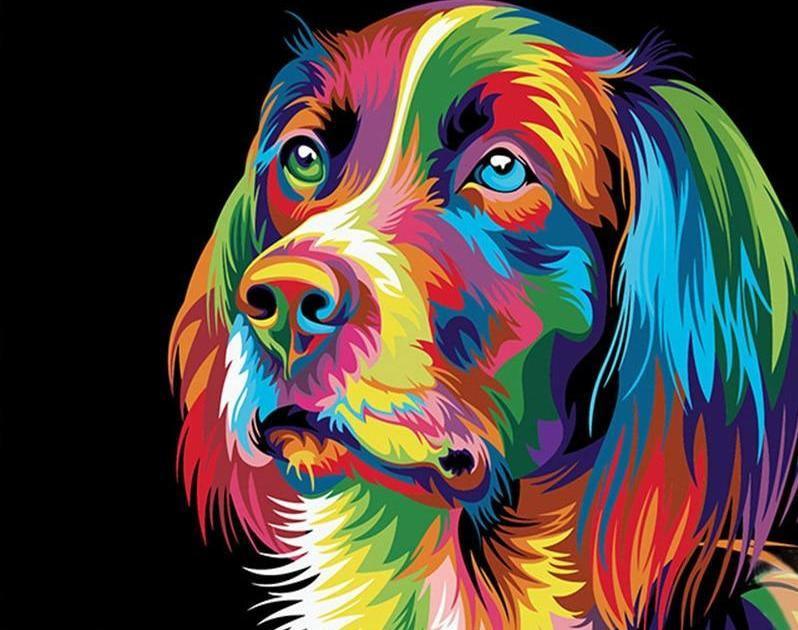 Neonhund – Crafty By Numbers – Malen nach Zahlen – Malen nach Zahlen für Erwachsene – Gemälde – Leinwand – individuelles Malen nach Zahlen