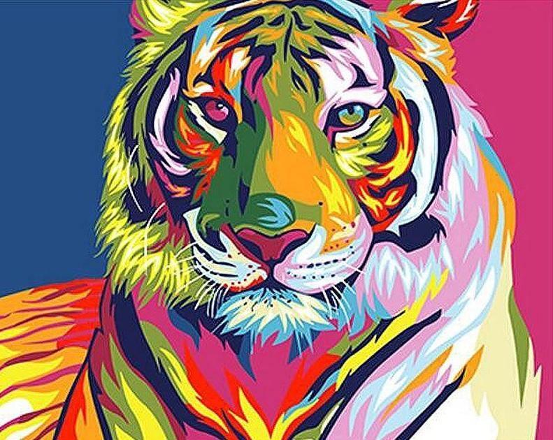Neon Tiger - Crafty By Numbers - Paint by Numbers - Paint by Numbers for Adults - Painting - Canvas - Custom Paint by Numbers