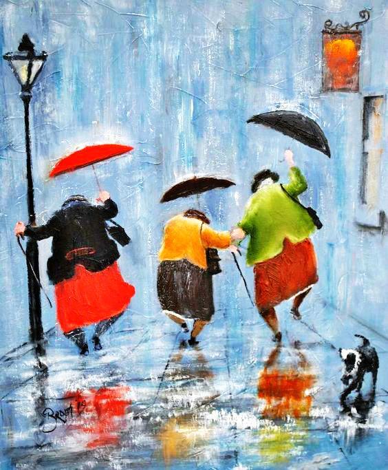 Old Friends Enjoy Rain numbered canvas before painting