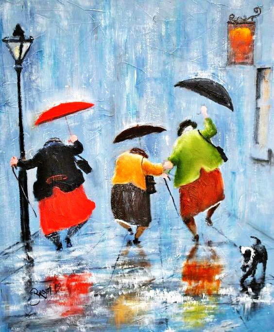 Old Friends Enjoy Rain - Crafty By Numbers - Paint by Numbers - Paint by Numbers for Adults - Painting - Canvas - Custom Paint by Numbers