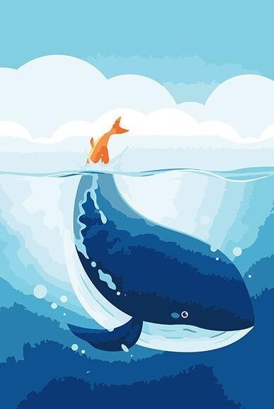 Orange Whale Tail numbered canvas ready for painting