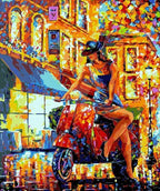 Painting Of Scoter Women In Italy - Crafty By Numbers - Paint by Numbers - Paint by Numbers for Adults - Painting - Canvas - Custom Paint by Numbers