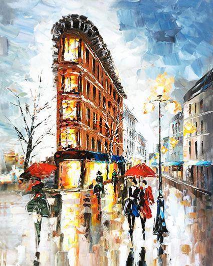 Paris in Rain numbered canvas before painting