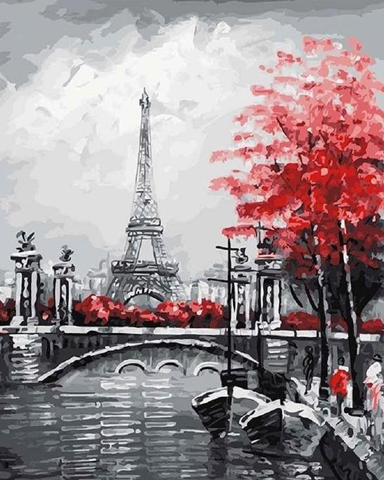 Paris River Landscape - Crafty By Numbers - Paint by Numbers - Paint by Numbers for Adults - Painting - Canvas - Custom Paint by Numbers