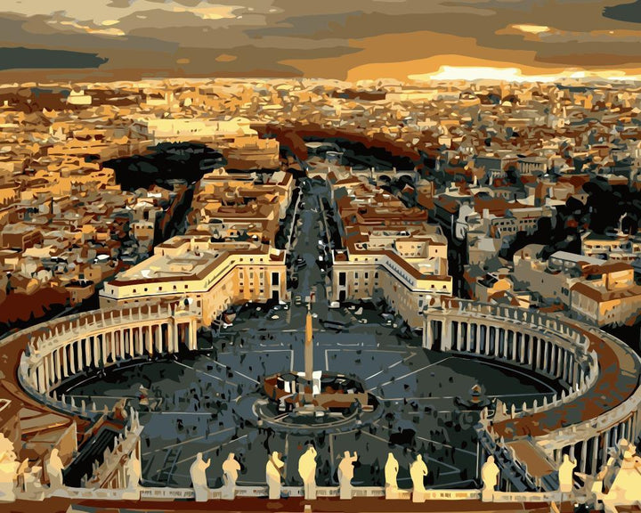 Peter'S Basilica Street View - Crafty By Numbers - Paint by Numbers - Paint by Numbers for Adults - Painting - Canvas - Custom Paint by Numbers