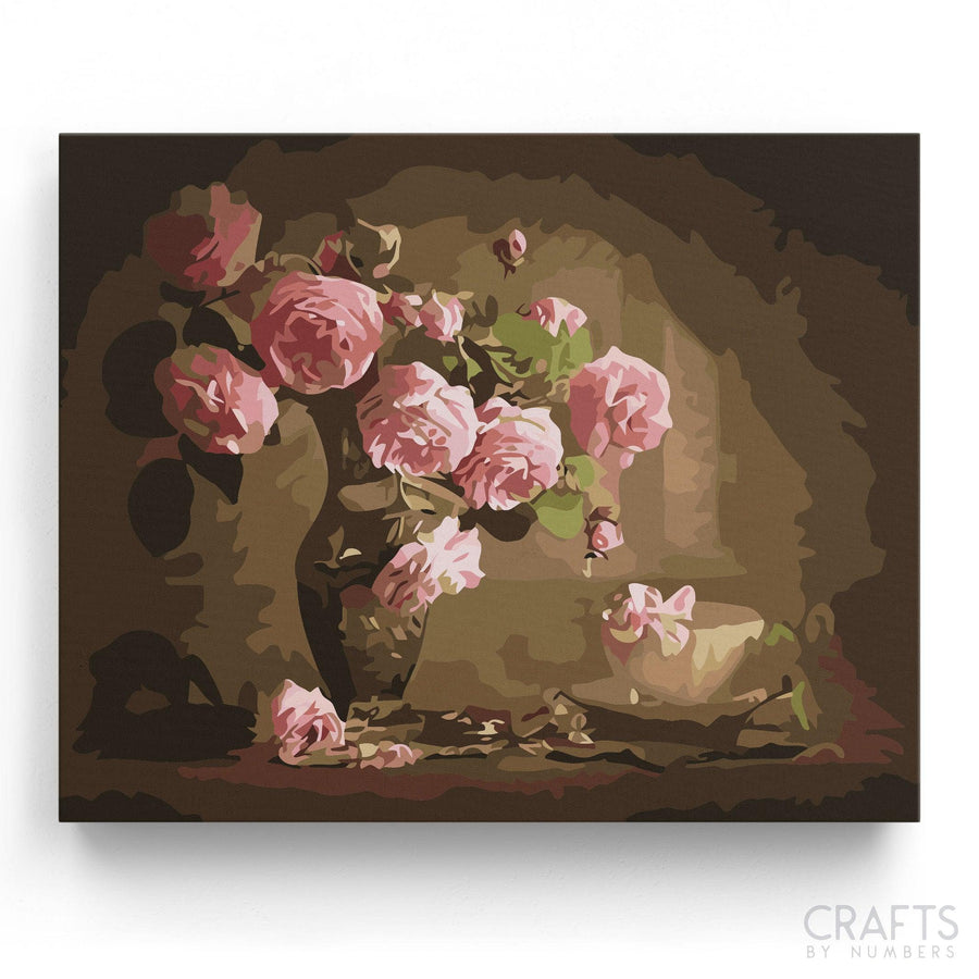 Pink Roses Still Life - Crafty By Numbers - Paint by Numbers - Paint by Numbers for Adults - Painting - Canvas - Custom Paint by Numbers