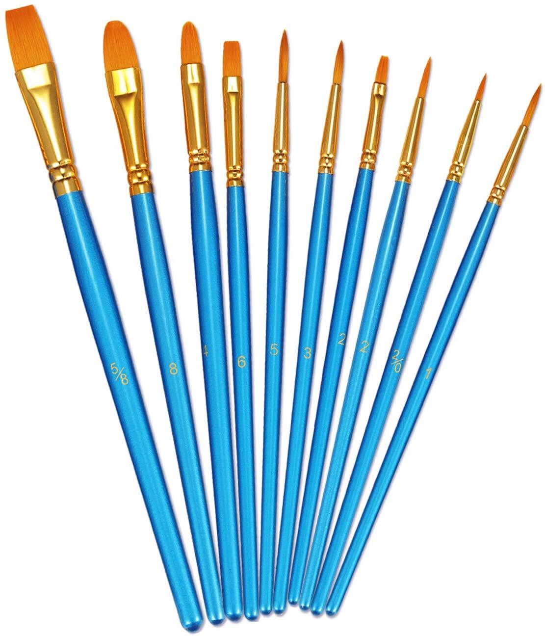 Premium Paint Brushes (10-Pack) - Crafty By Numbers - Paint by Numbers - Paint by Numbers for Adults - Painting - Canvas - Custom Paint by Numbers, 10 different paint by number brushes.