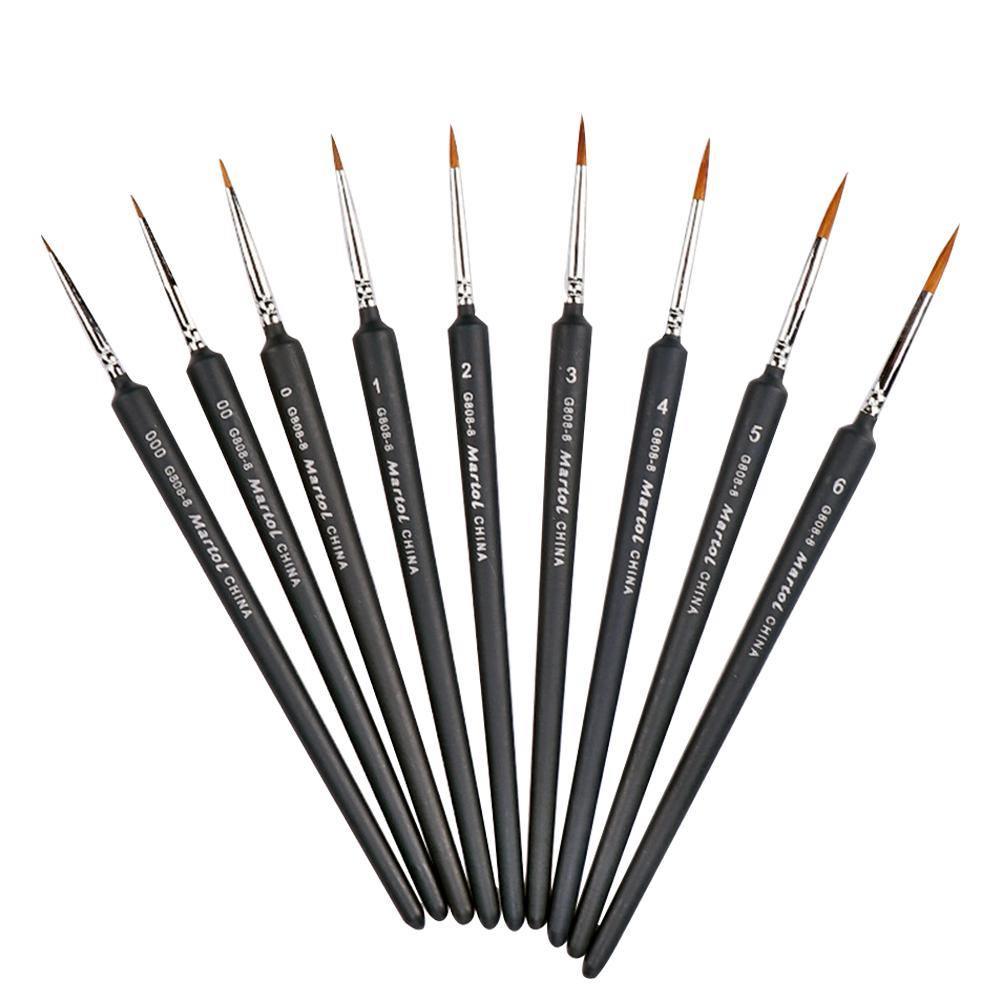 Professional Detail Brushes (9-Pack) - Crafty By Numbers - Paint by Numbers - Paint by Numbers for Adults - Painting - Canvas - Custom Paint by Numbers