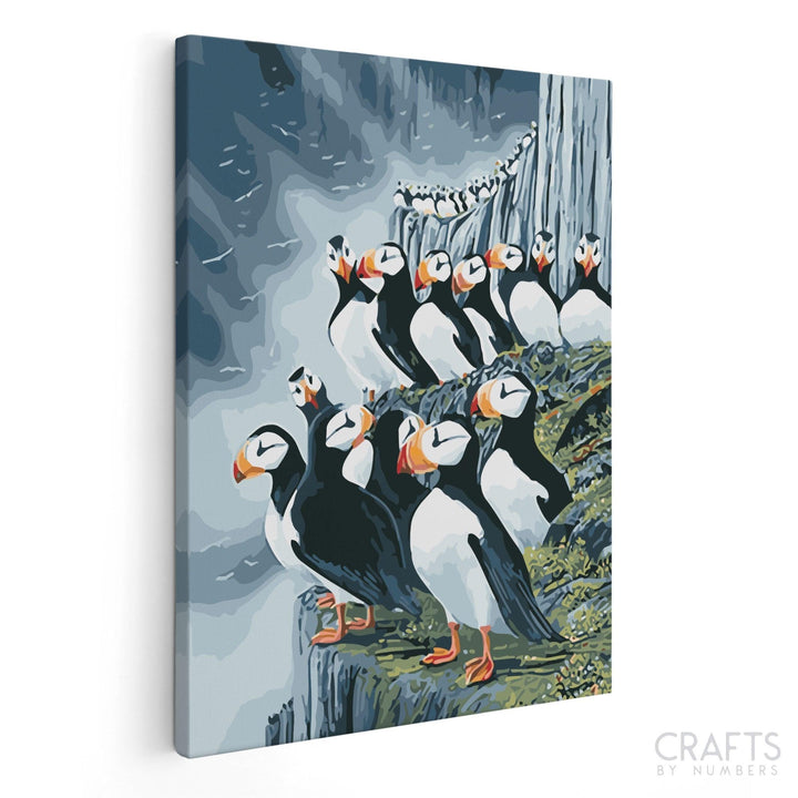 Puffin Flock - Crafty By Numbers - Paint by Numbers - Paint by Numbers for Adults - Painting - Canvas - Custom Paint by Numbers