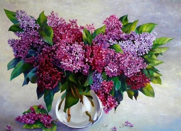 Purple Flowers numbered canvas before painting