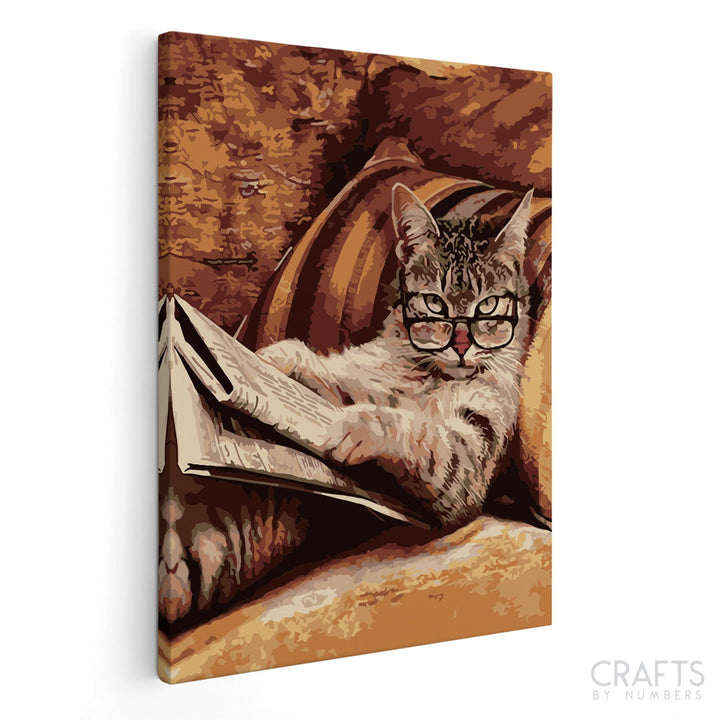 Reading Cat - Crafty By Numbers - Paint by Numbers - Paint by Numbers for Adults - Painting - Canvas - Custom Paint by Numbers