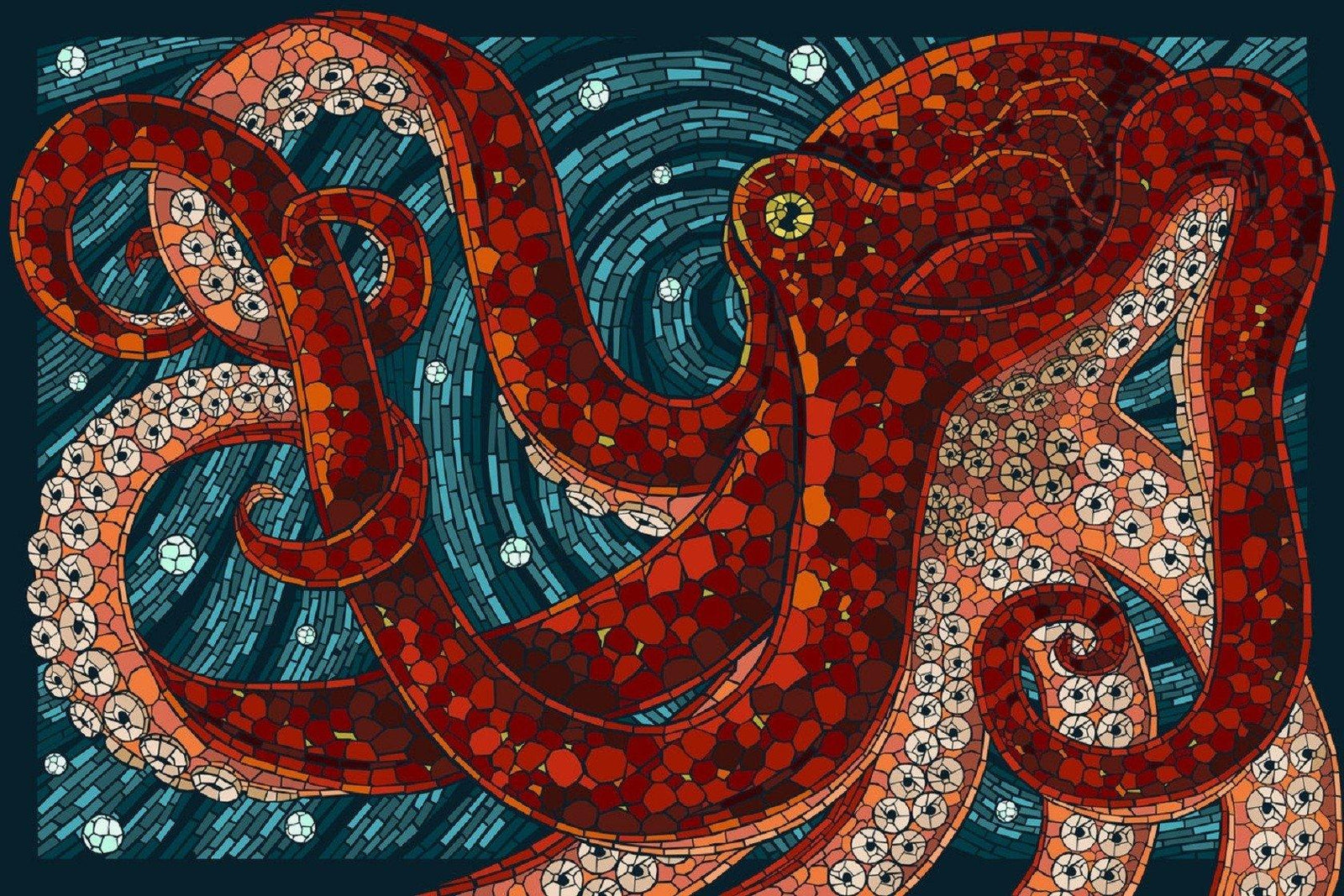 Red Octopus numbered canvas before painting