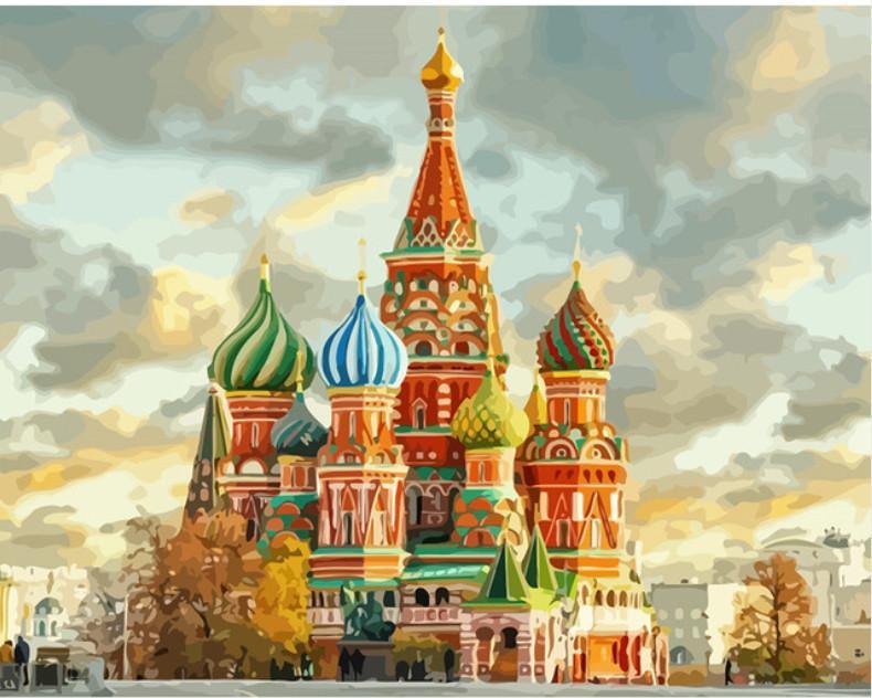 Saint Basil's Church numbered canvas before painting