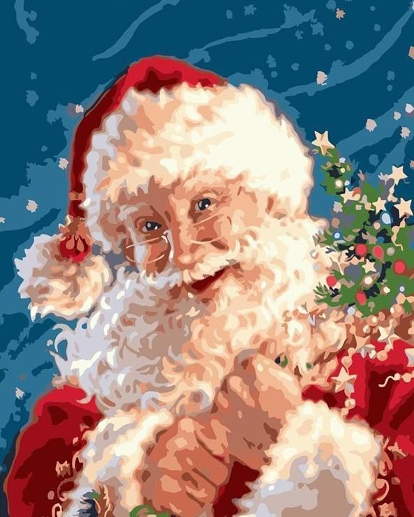 Santa Claus Art numbered canvas before painting