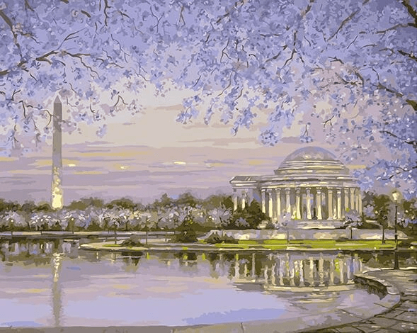 Spring Washington DC numbered canvas before painting