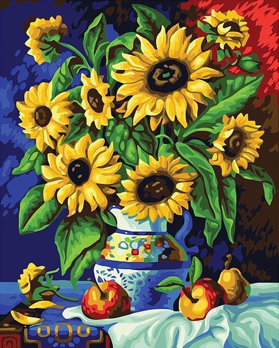 Sunflower Still Life numbered canvas before painting
