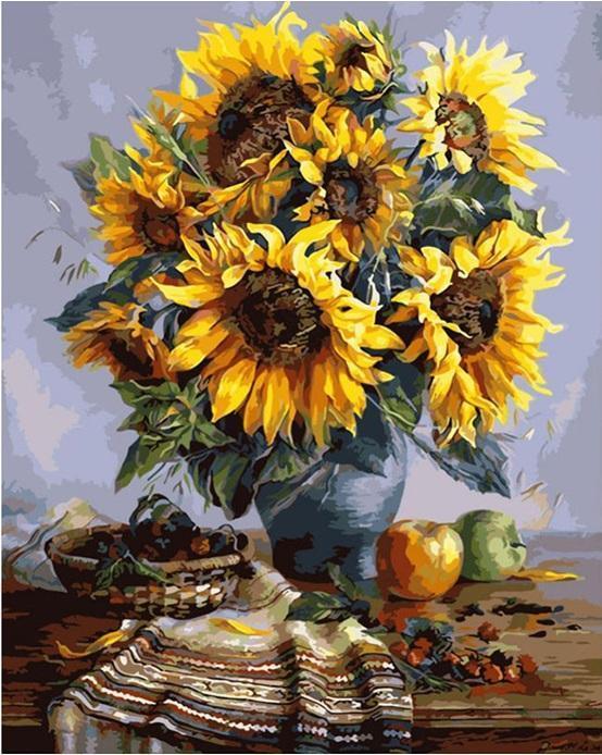 Sunflowers Decor numbered canvas ready for painting