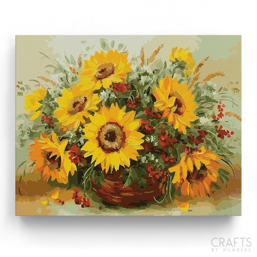 Sunflowers Oil Art - Crafty By Numbers - Paint by Numbers - Paint by Numbers for Adults - Painting - Canvas - Custom Paint by Numbers
