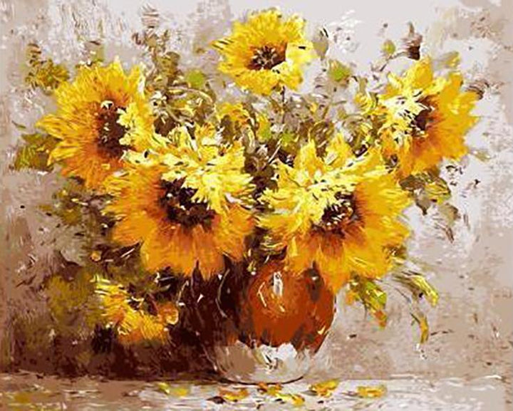 Sunflowers Oil Painting - Crafty By Numbers - Paint by Numbers - Paint by Numbers for Adults - Painting - Canvas - Custom Paint by Numbers
