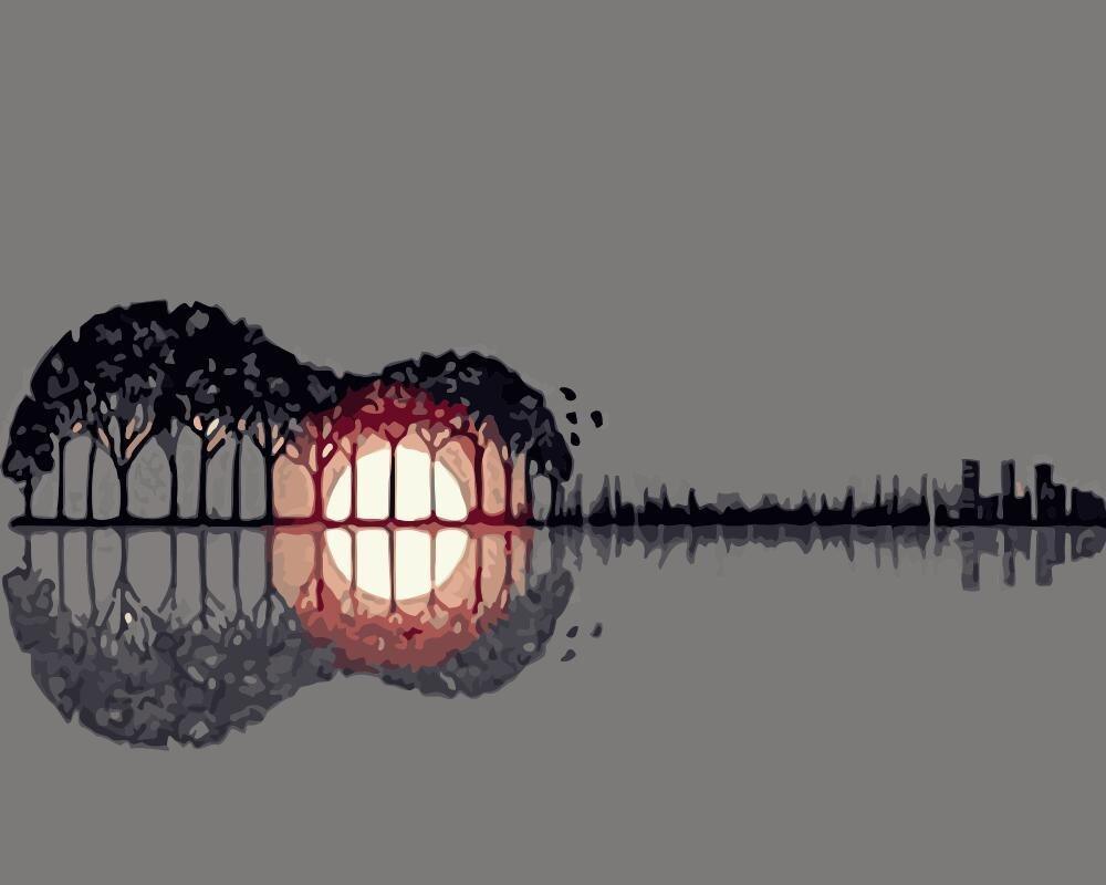 Sunset Like Guitar - Crafty By Numbers - Paint by Numbers - Paint by Numbers for Adults - Painting - Canvas - Custom Paint by Numbers