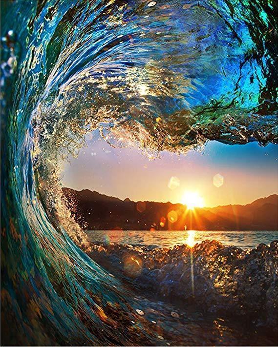 Sunset Wave numbered canvas ready for painting