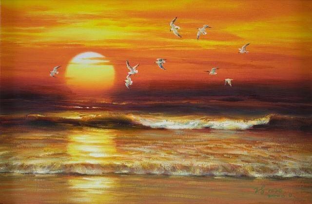 Sunset Waves numbered canvas before painting