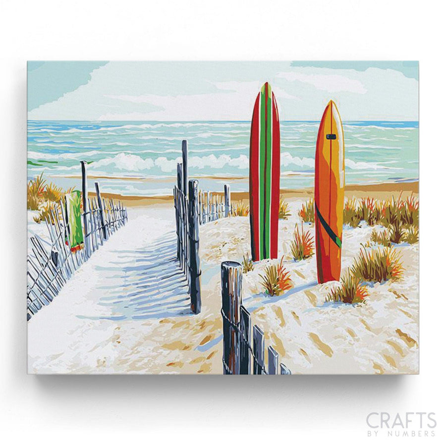 Surfboards Beach - Crafty By Numbers - Paint by Numbers - Paint by Numbers for Adults - Painting - Canvas - Custom Paint by Numbers