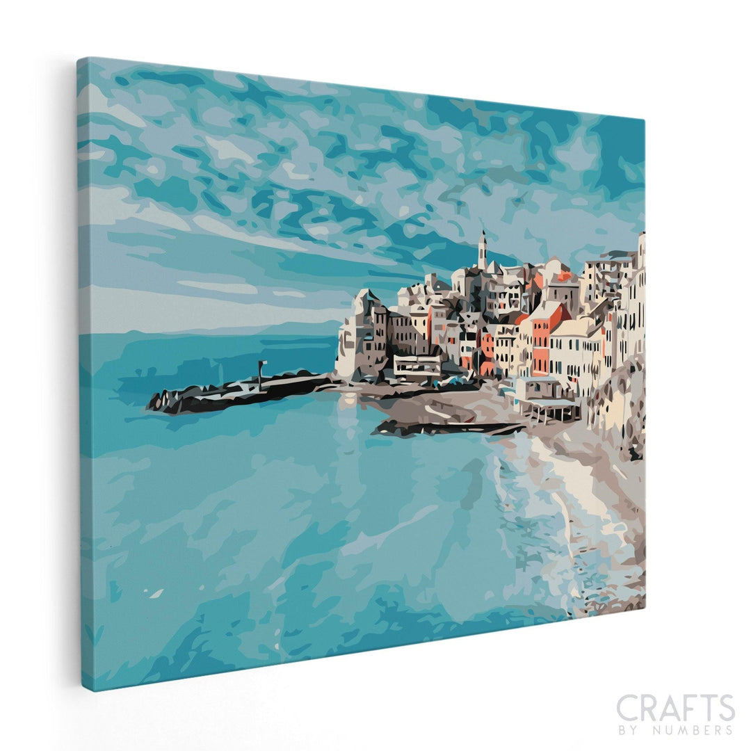 The Blue Ocean City of Italy - Crafty By Numbers - Paint by Numbers - Paint by Numbers for Adults - Painting - Canvas - Custom Paint by Numbers