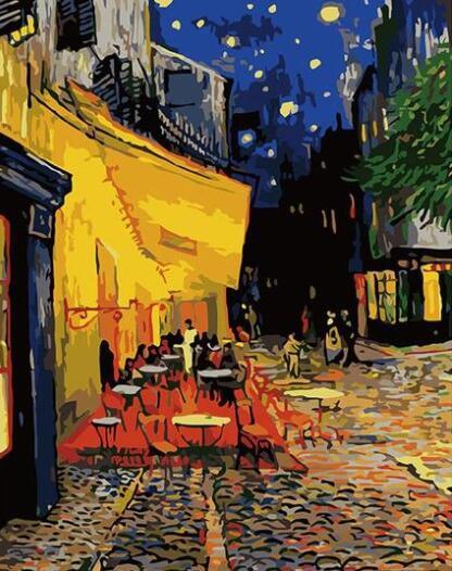 Cafe Terrace by Vincent van Gogh numbered canvas ready for painting