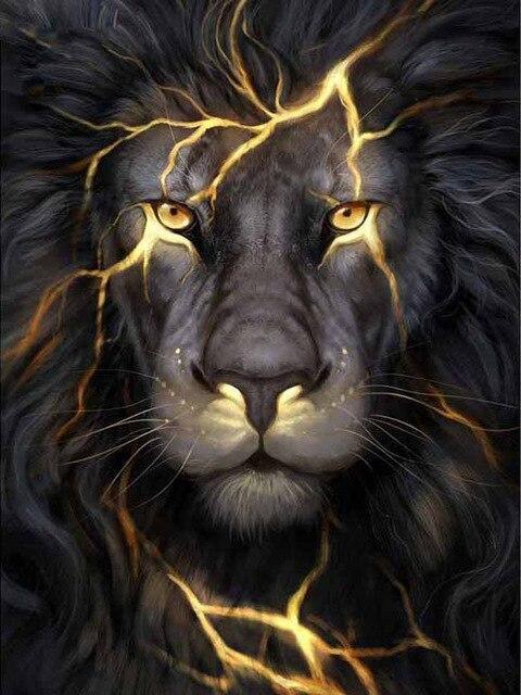 Thunder Black Lion numbered canvas ready for painting