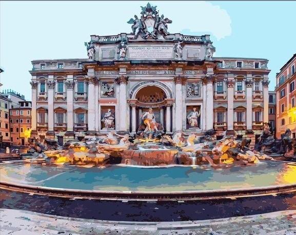 Trevi Fountain and Poli Palace - Crafty By Numbers - Paint by Numbers - Paint by Numbers for Adults - Painting - Canvas - Custom Paint by Numbers