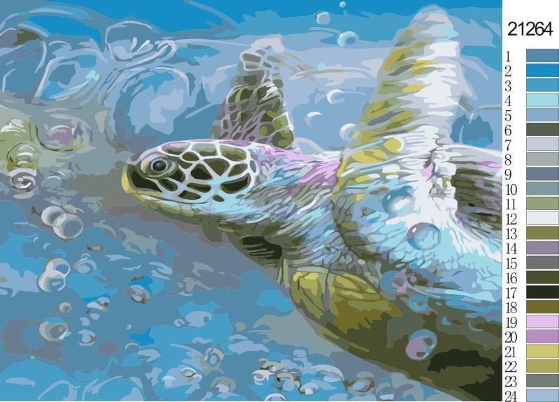 Hawksbill Sea Turtle numbered canvas before painting