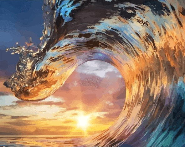 Twilight Sunset Waves - Crafty By Numbers - Peinture par numéros - Peinture par numéros pour adultes - Peinture - Toile - Peinture personnalisée par numéros