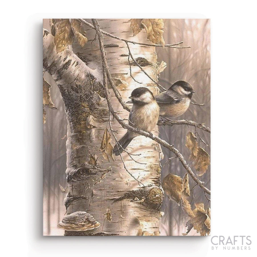 Two Friend Birds on Birch Tree - Crafty By Numbers - Paint by Numbers - Paint by Numbers for Adults - Painting - Canvas - Custom Paint by Numbers