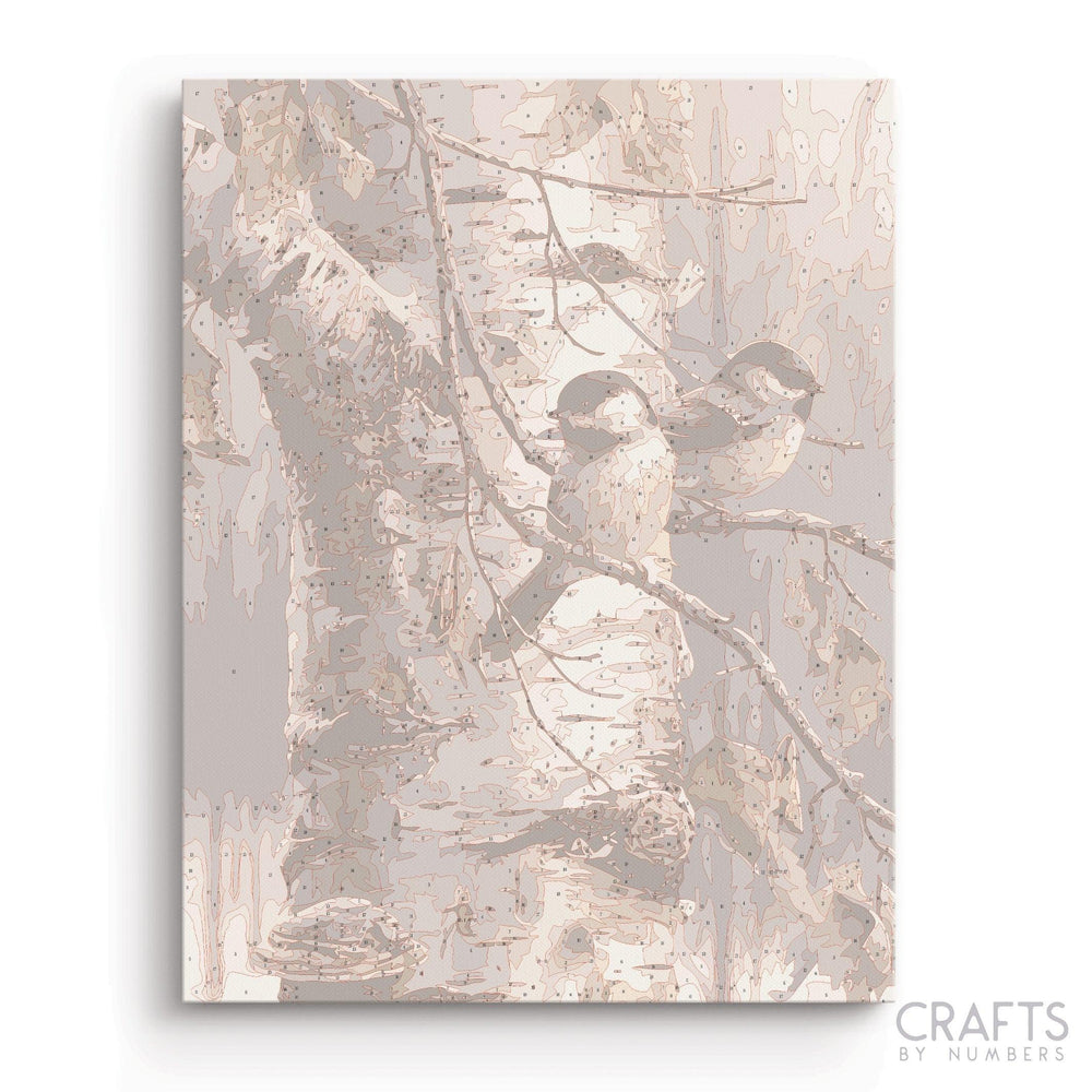 Two Friend Birds on Birch Tree - Crafty By Numbers - Paint by Numbers - Paint by Numbers for Adults - Painting - Canvas - Custom Paint by Numbers