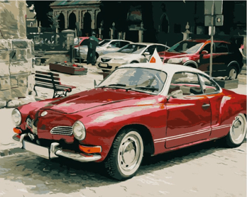 Vintage Car paint by numbers canvas and color guide