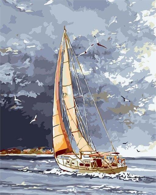 Vintage Sailboat - Crafty By Numbers - Paint by Numbers - Paint by Numbers for Adults - Painting - Canvas - Custom Paint by Numbers