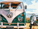 VW Van With Scooter - Crafty By Numbers - Paint by Numbers - Paint by Numbers for Adults - Painting - Canvas - Custom Paint by Numbers