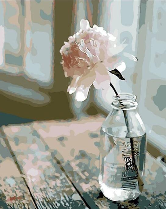 Weiße Blumen – Crafty By Numbers – Malen nach Zahlen – Malen nach Zahlen für Erwachsene – Gemälde – Leinwand – individuelles Malen nach Zahlen