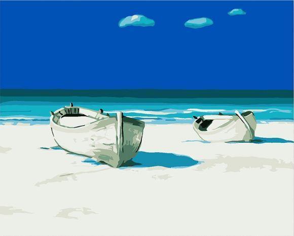 White Sand Boats - Crafty By Numbers - Paint by Numbers - Paint by Numbers for Adults - Painting - Canvas - Custom Paint by Numbers