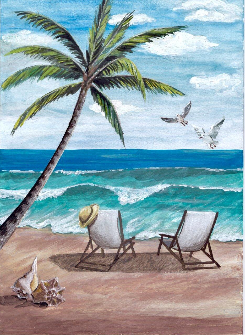 White Sand Sunlounger numbered canvas before painting
