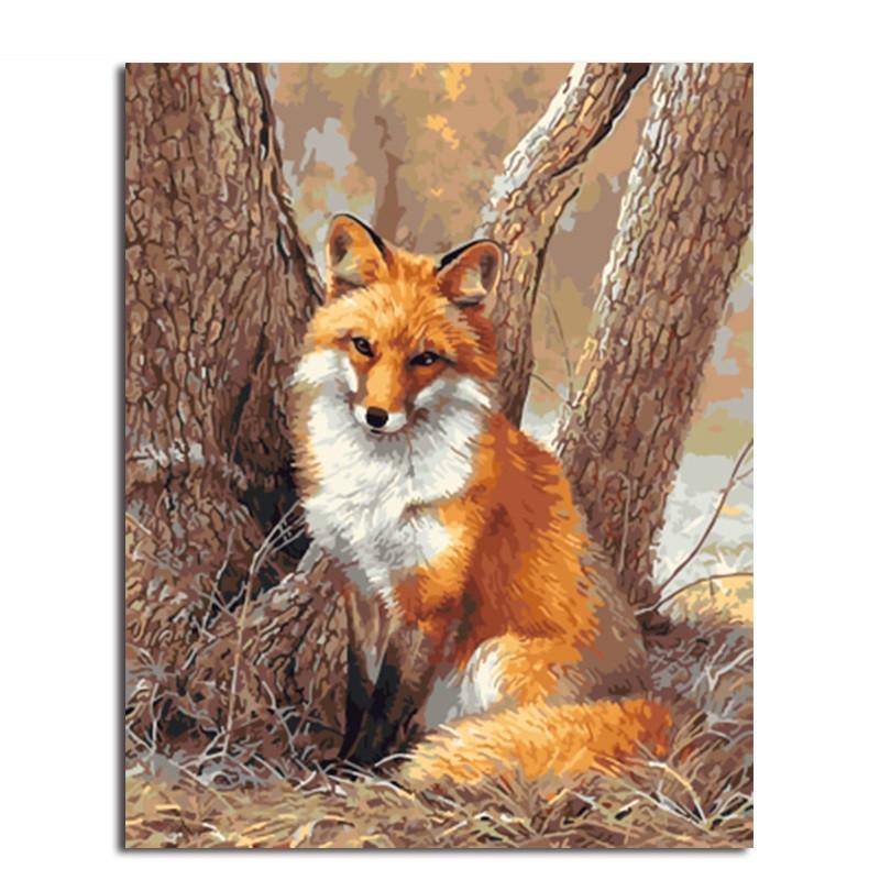 Wild Wolf Animal numbered canvas before painting