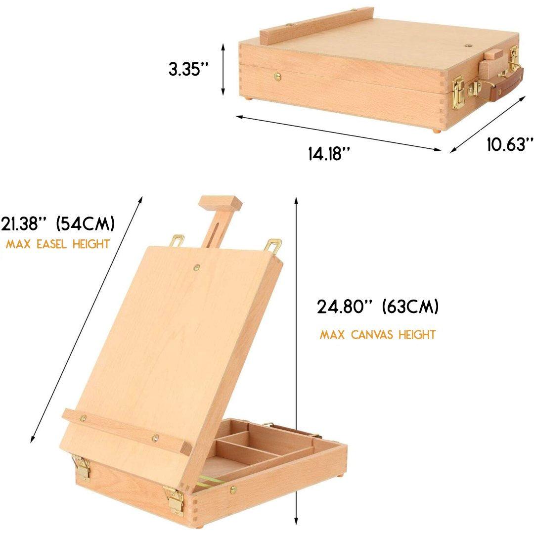Portable table easel compartments for brushes and paint pots