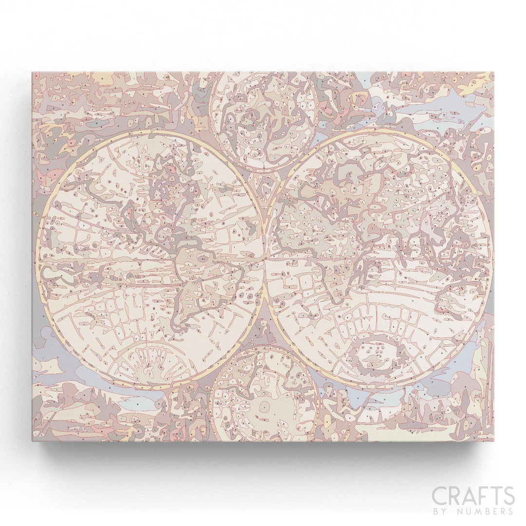 Wooden World Map - Crafty By Numbers - Paint by Numbers - Paint by Numbers for Adults - Painting - Canvas - Custom Paint by Numbers
