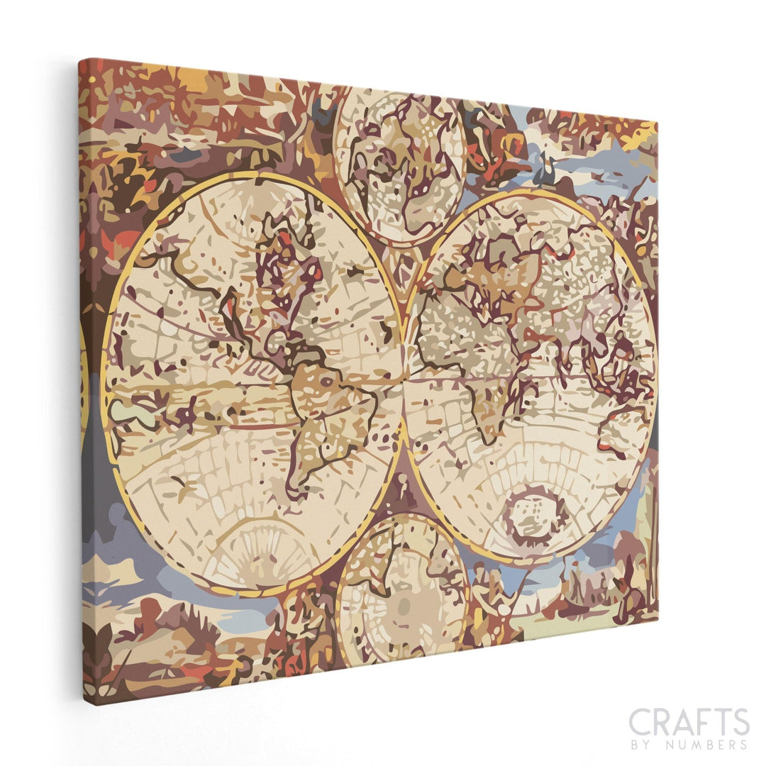 Wooden World Map - Crafty By Numbers - Paint by Numbers - Paint by Numbers for Adults - Painting - Canvas - Custom Paint by Numbers