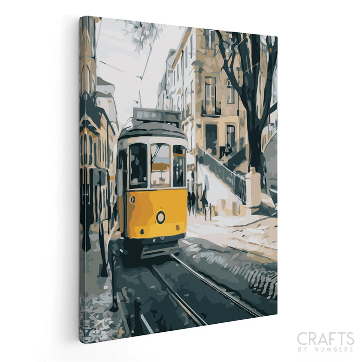 Yellow Trolley Train - Crafty By Numbers - Paint by Numbers - Paint by Numbers for Adults - Painting - Canvas - Custom Paint by Numbers